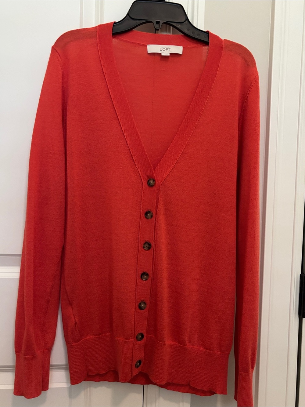 LOFT  Burnt Orange V-Neck Button Cardigan